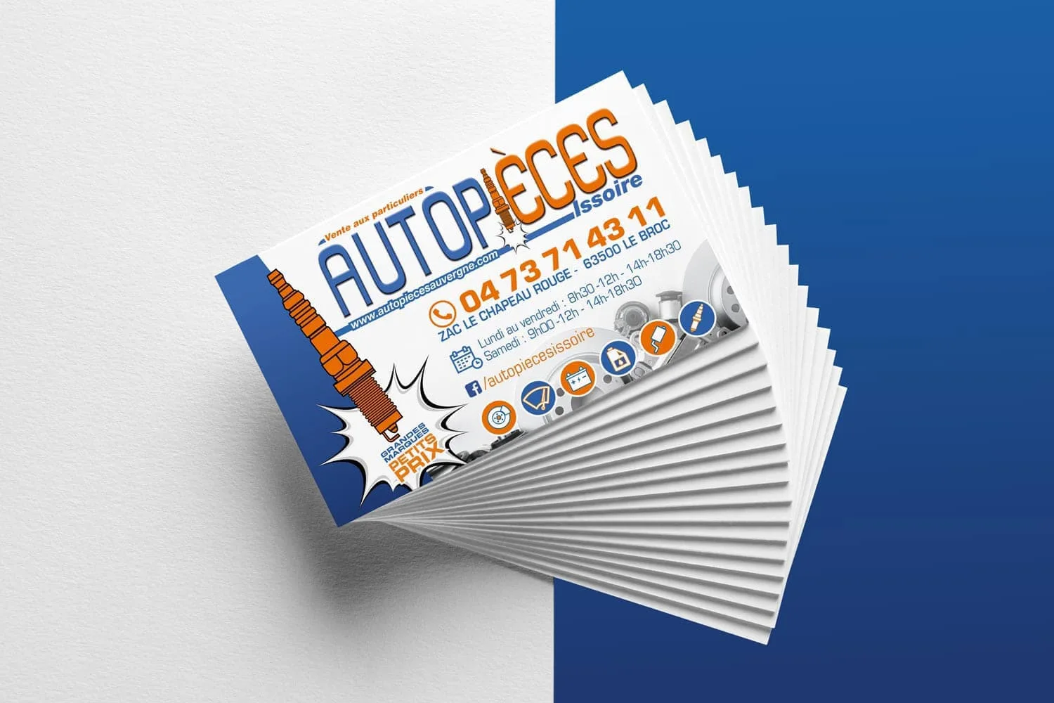 Création et impression des cartes de visite d'Auto Pièces Auvergne - Creartwork Communication à Issoire