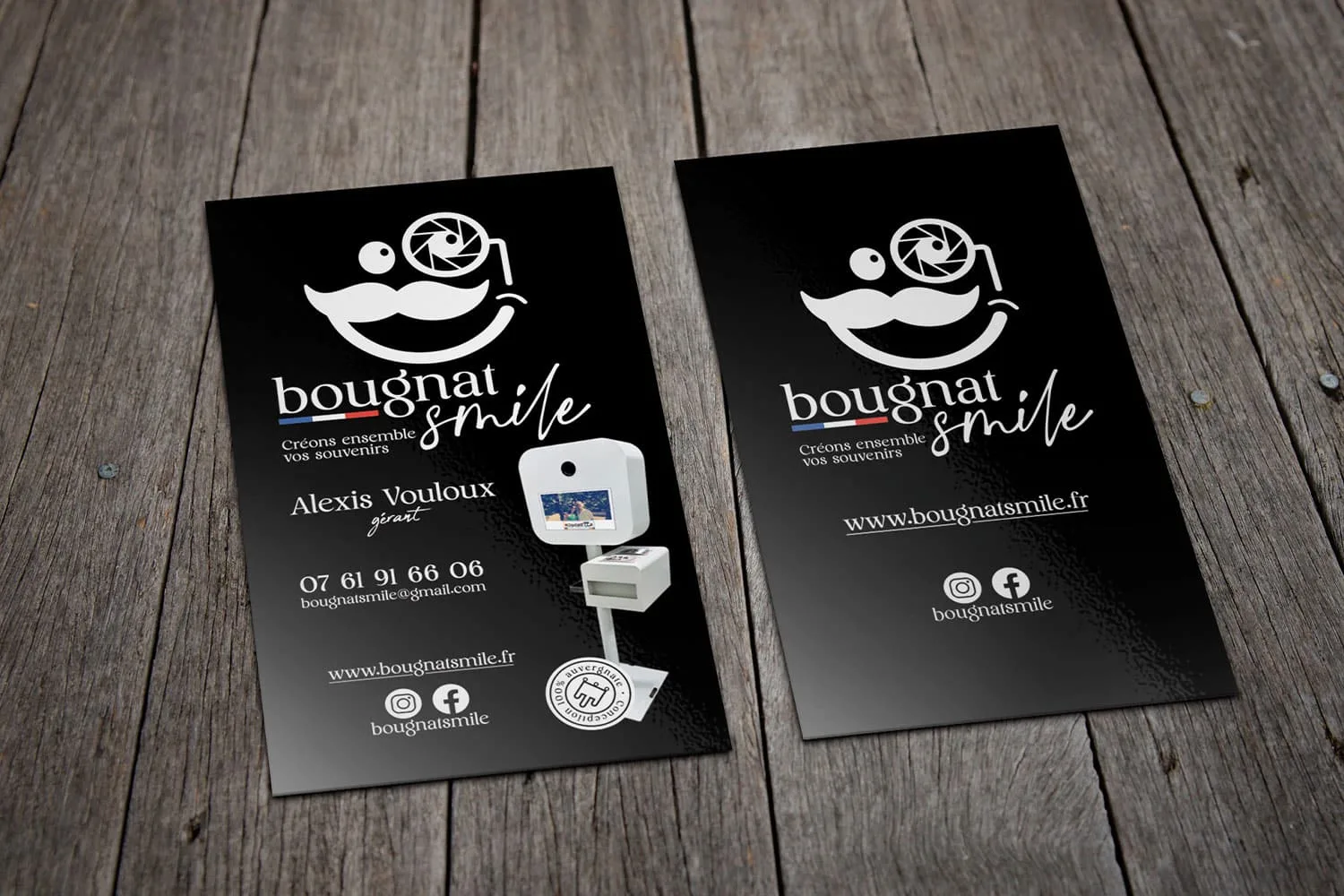 Création et impression des cartes de visite pour Bougnat Smile - Creartwork à Issoire, en Auvergne