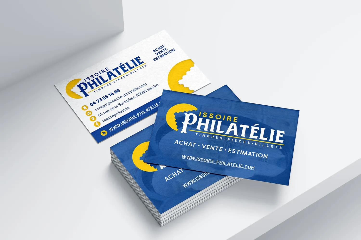 Création des cartes de visite d'Issoire Philatélie - Creartwork Communication, à Issoire