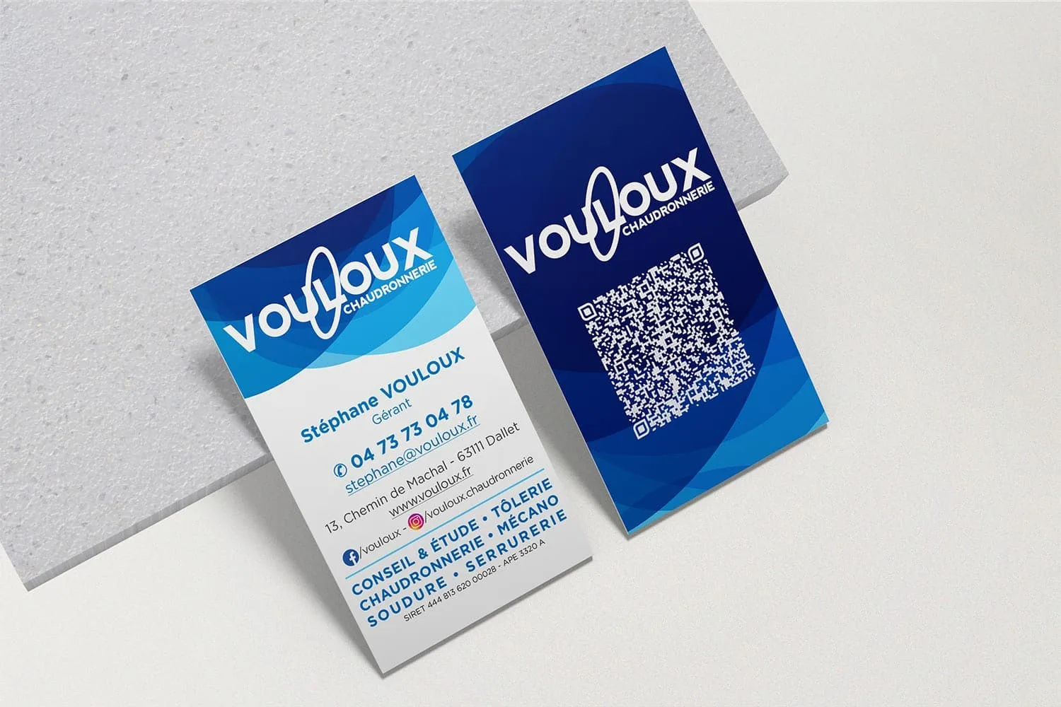 Création et impression des cartes de visite de Vouloux Chaudronnerie - Creartwork Communication