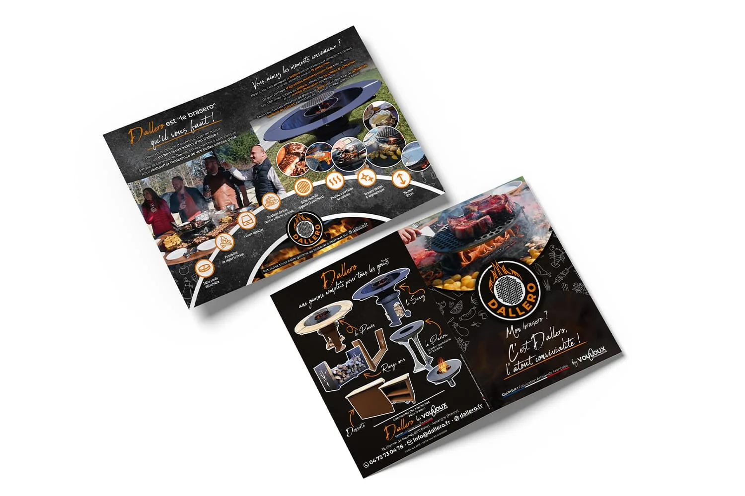Création et impression du dépliant de Dallero - braséros artisanaux en Auvergne