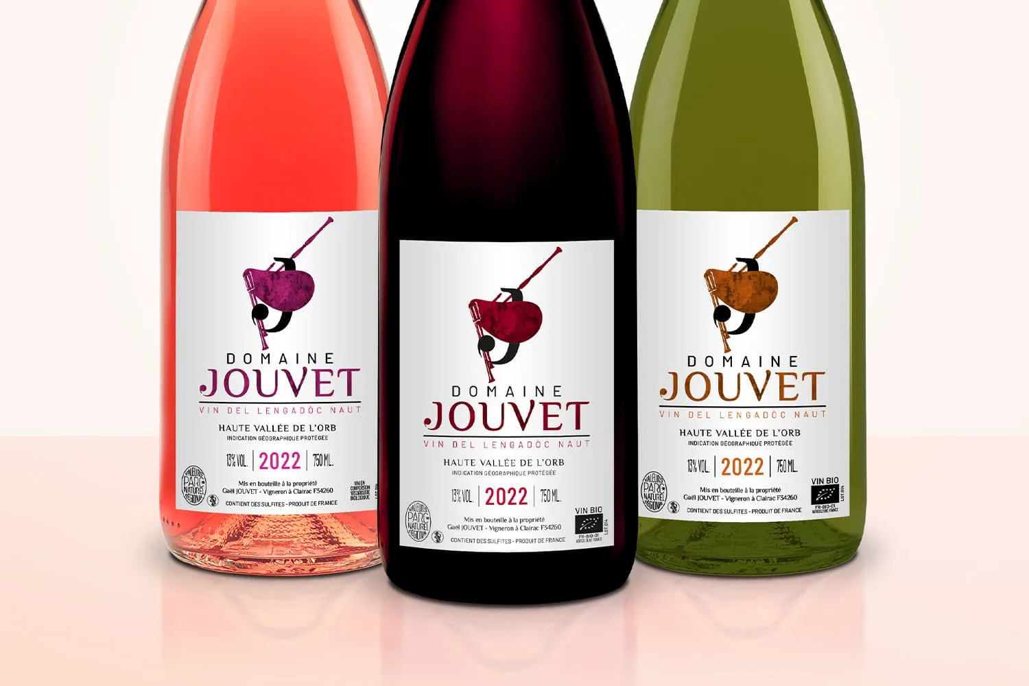 Création et impression d'étiquettes personnalisées pour le Domain Jouvet, viticole