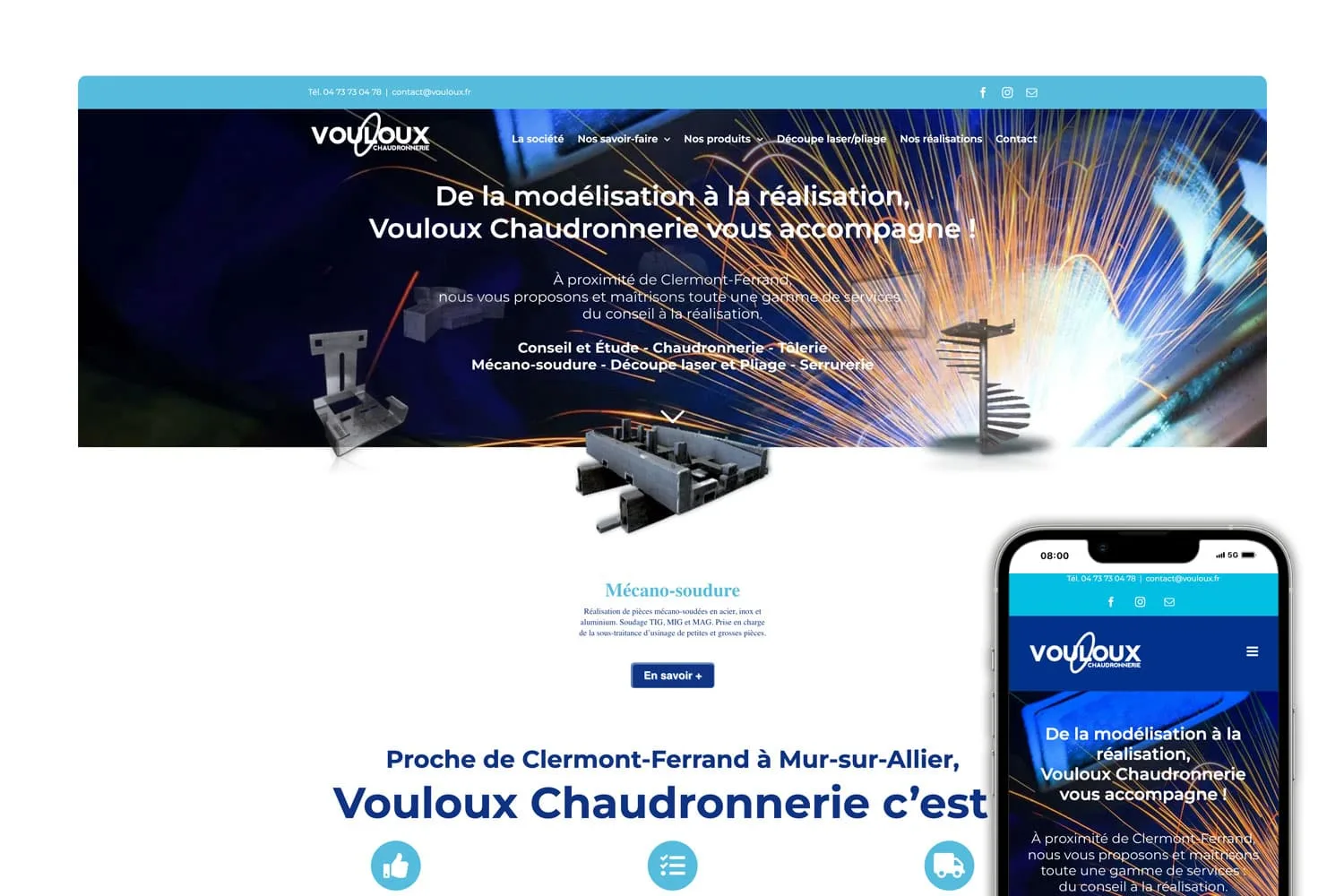 Création du site internet de Vouloux Chaudronnerie à Clermont-Ferrand