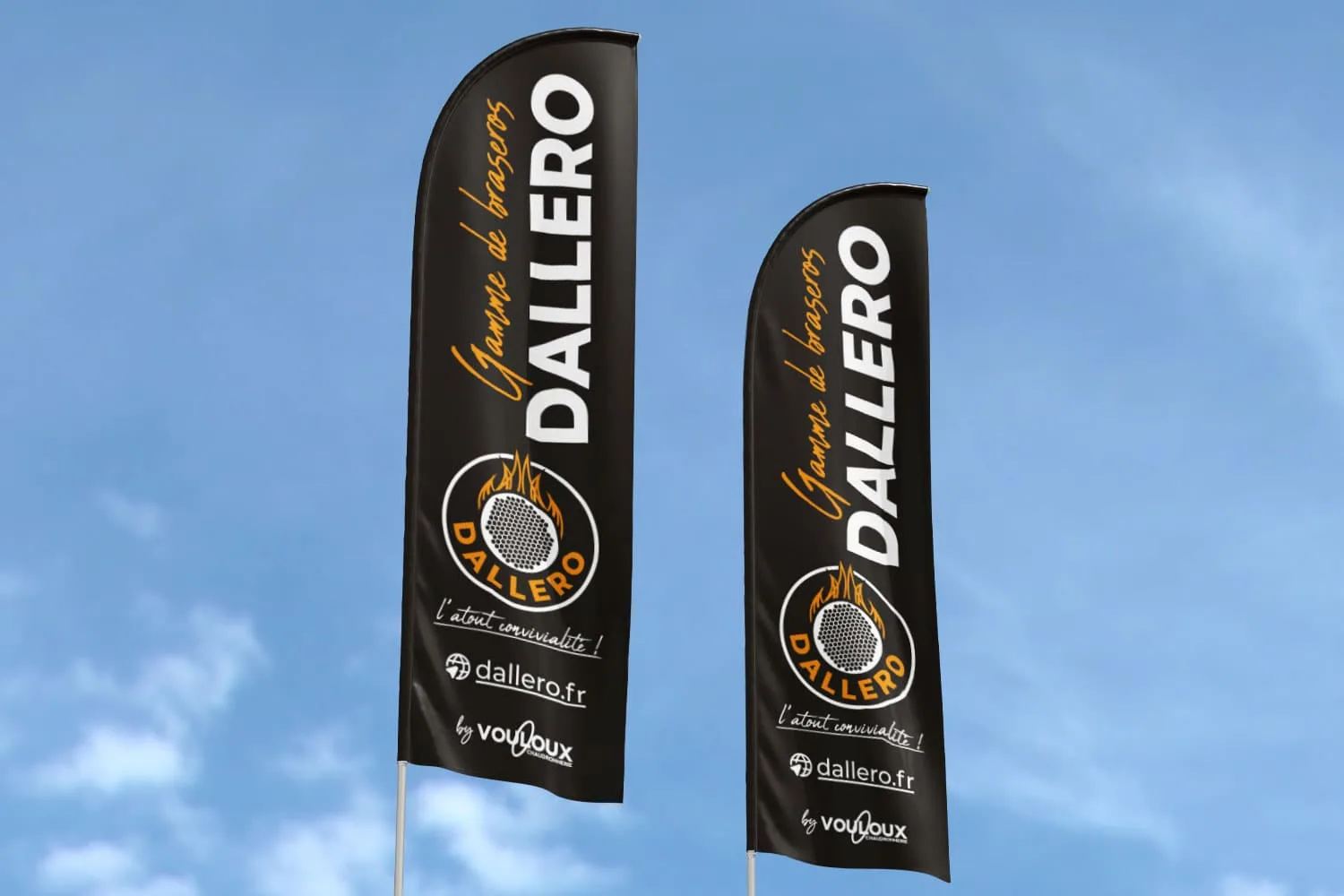 Création et impression d'un windflag personnalisé pour Dallero - Creartwork